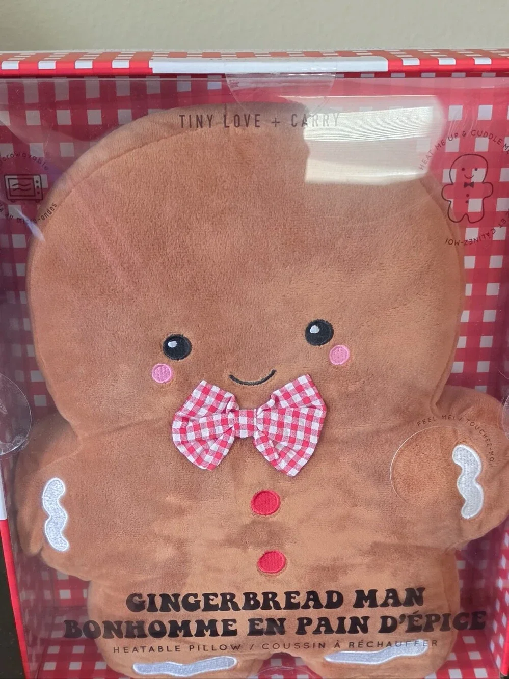 NWT Gingerbread Man Plush Heatable Pillow